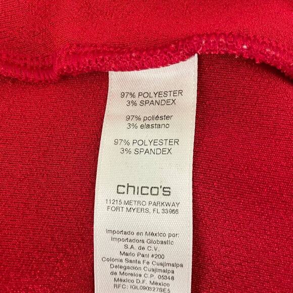 Chicos Women Cardigan M Red Open Front Stretch Jacket Career Office Travel Event - Picture 10 of 12